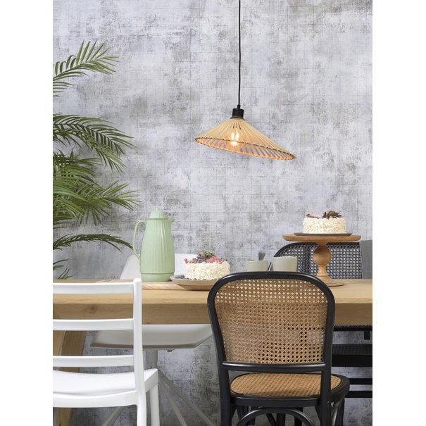 Good&Mojo Hanglamp BROMO bamboe naturel met asymmetrische lampenkap in 3 maten