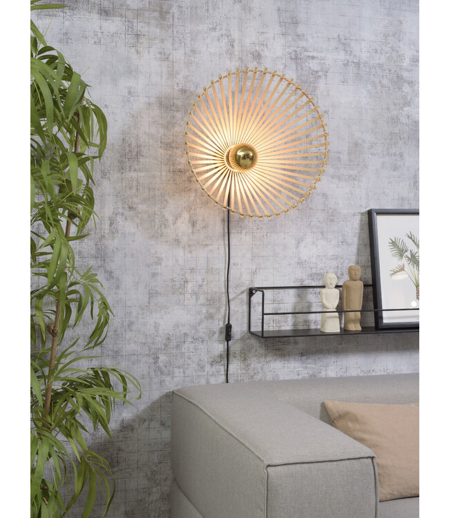 Wandlamp BROMO bamboe naturel asymmetrisch in 3 maten