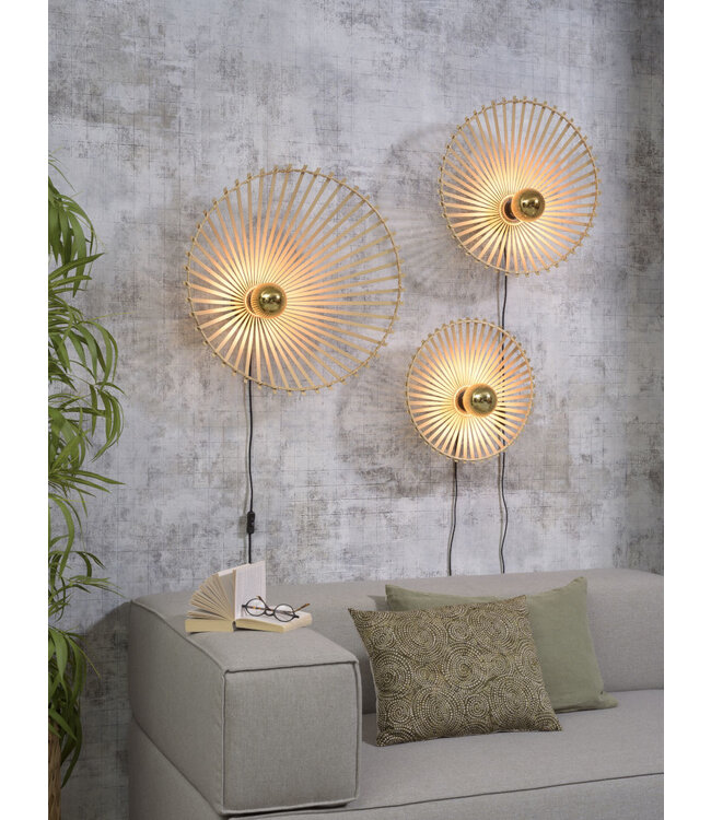 Wandlamp BROMO bamboe naturel asymmetrisch in 3 maten