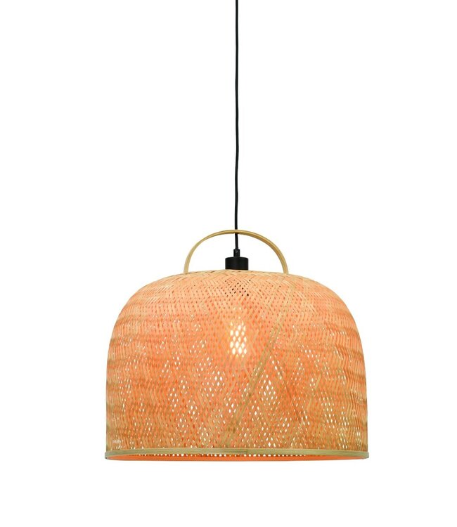 Hanglamp SERENGETIE bamboe naturel met ronde lampenkap in 2 maten