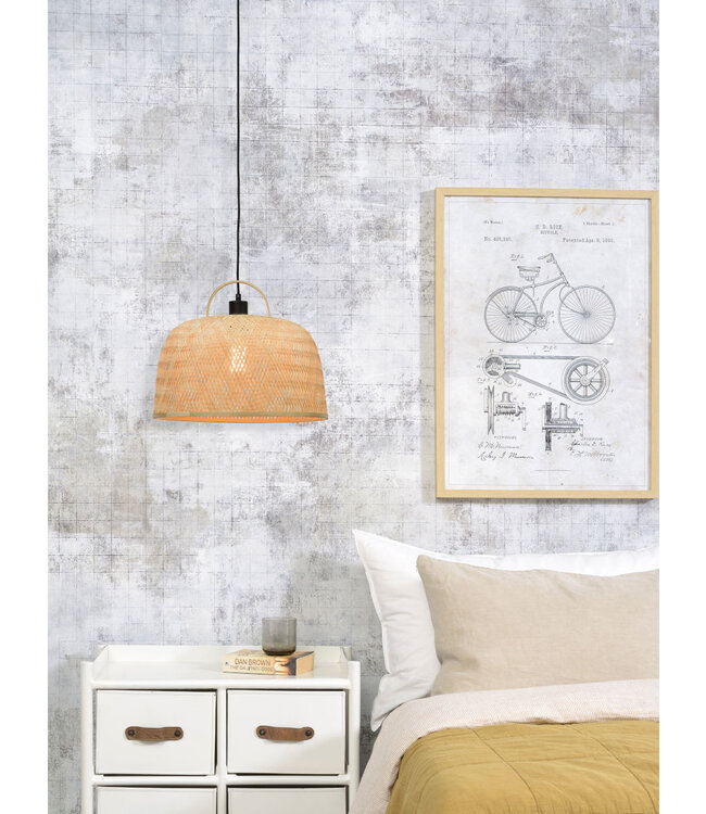 Hanglamp SERENGETIE bamboe naturel met ronde lampenkap in 2 maten