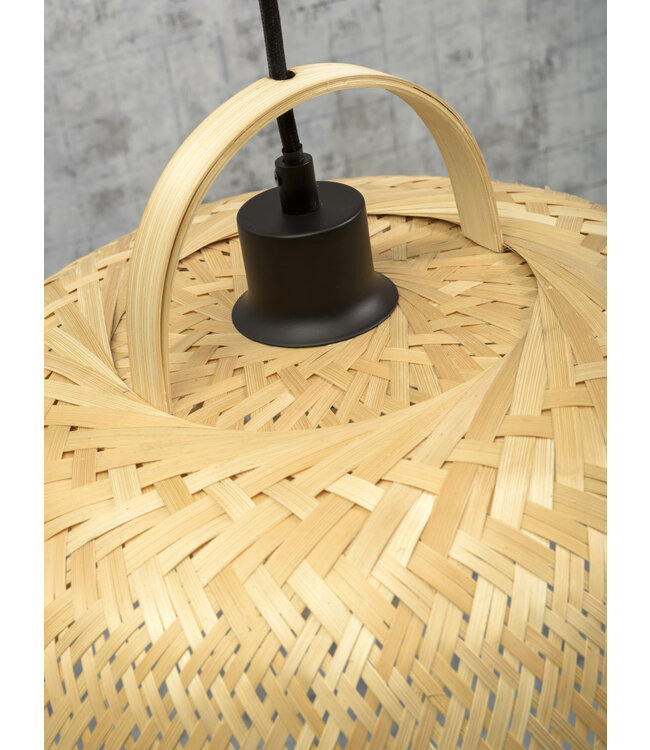 Hanglamp SERENGETIE bamboe naturel met ronde lampenkap in 2 maten