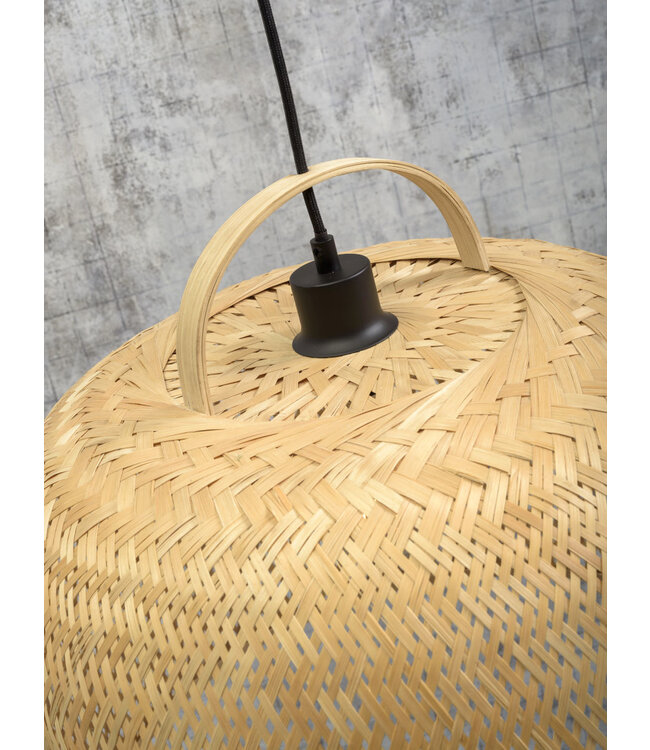 Hanglamp SERENGETIE bamboe naturel met ronde lampenkap in 2 maten