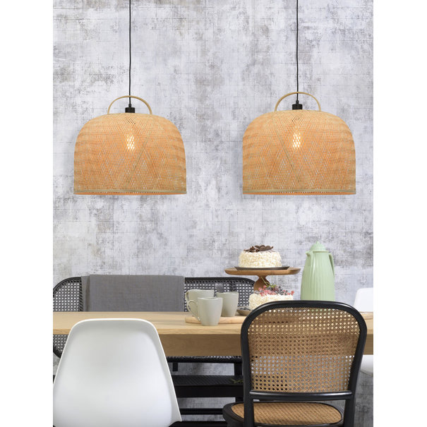 Good&Mojo Hanglamp SERENGETIE bamboe naturel met ronde lampenkap in 2 maten