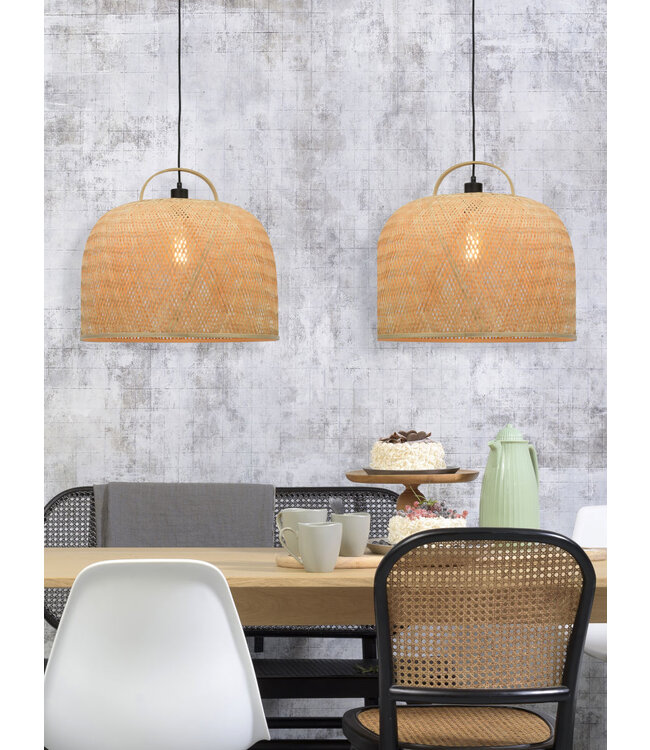 Hanglamp SERENGETIE bamboe naturel met ronde lampenkap in 2 maten