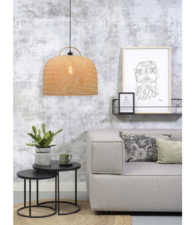 Hanglamp SERENGETIE bamboe naturel met ronde lampenkap in 2 maten