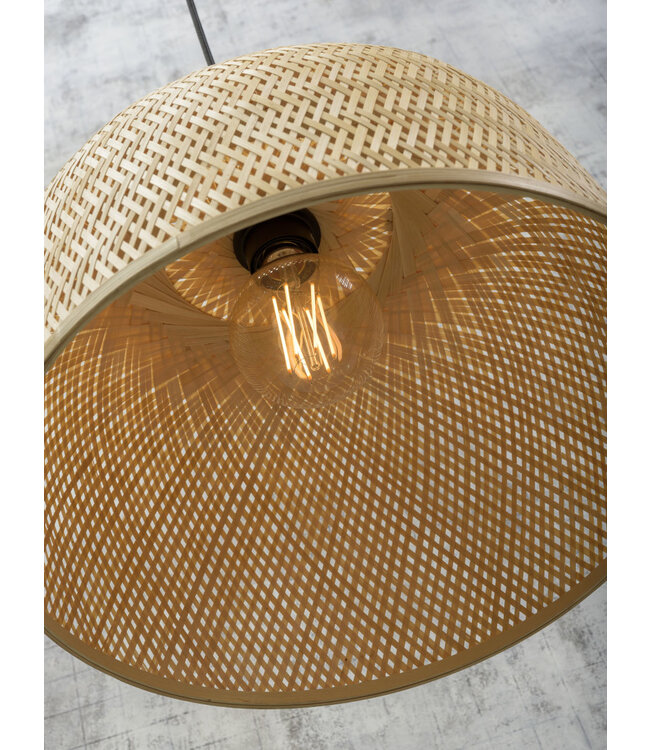Hanglamp SERENGETIE bamboe naturel met ronde lampenkap in 2 maten