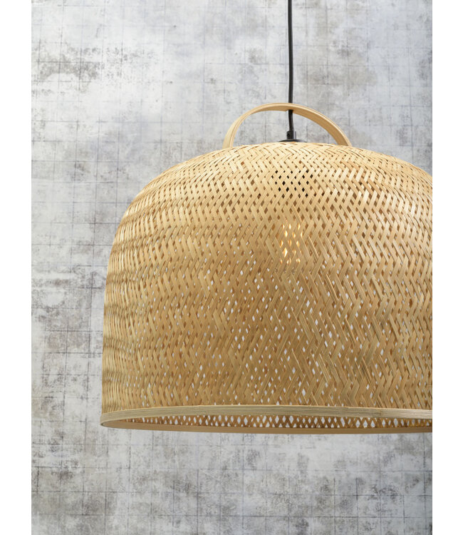 Hanglamp SERENGETIE bamboe naturel met ronde lampenkap in 2 maten