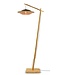 Vloerlamp KALIMANTAN met vaste arm in zwart en naturel