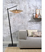 Vloerlamp KALIMANTAN met vaste arm in zwart en naturel