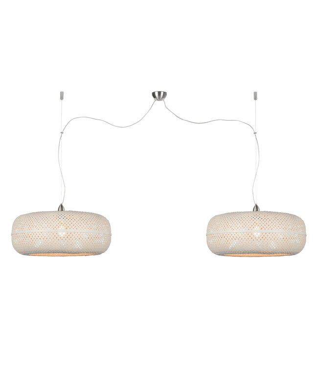 Dubbele hanglamp Palawan bamboe in drie kleuren