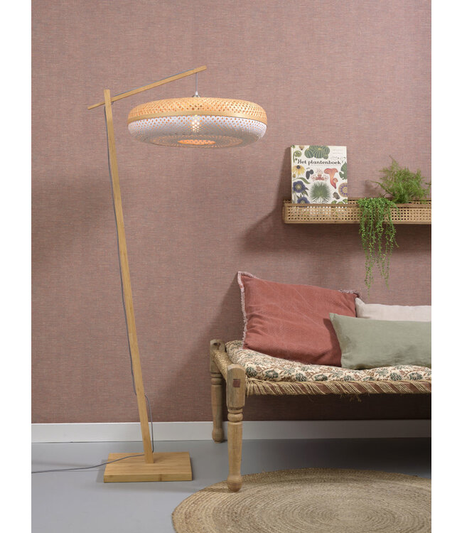 Vloerlamp PALAWAN bamboe naturel met lampenkap in 2 maten