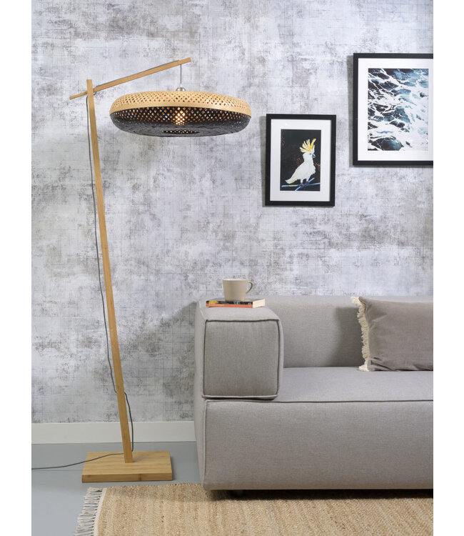 Vloerlamp PALAWAN bamboe naturel met lampenkap in 2 maten