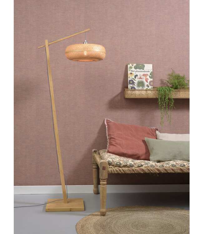 Vloerlamp PALAWAN bamboe naturel met lampenkap in 2 maten