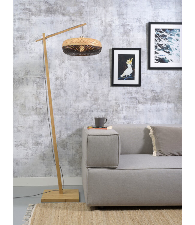 Vloerlamp PALAWAN bamboe naturel met lampenkap in 2 maten