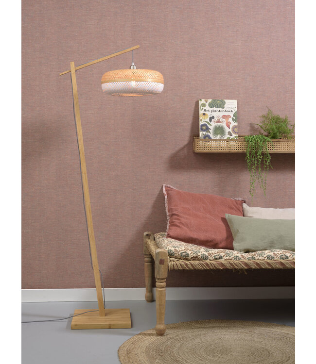 Vloerlamp PALAWAN bamboe naturel met lampenkap in 2 maten