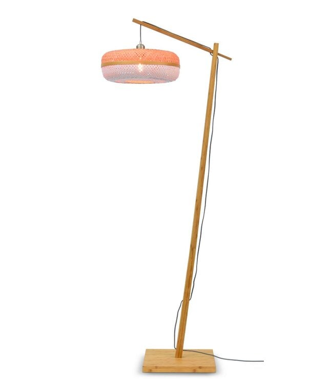 Vloerlamp PALAWAN bamboe naturel met lampenkap in 2 maten