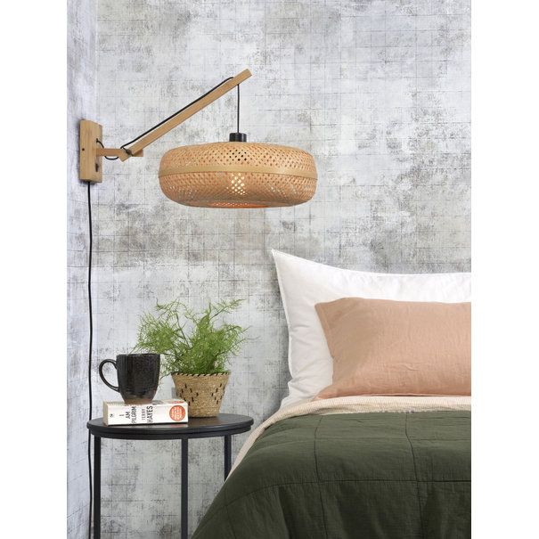 Good&Mojo Wandlamp Palawan bamboe naturel met arm Small