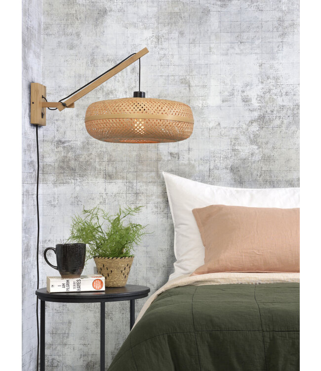 Wandlamp Palawan bamboe naturel met korte arm