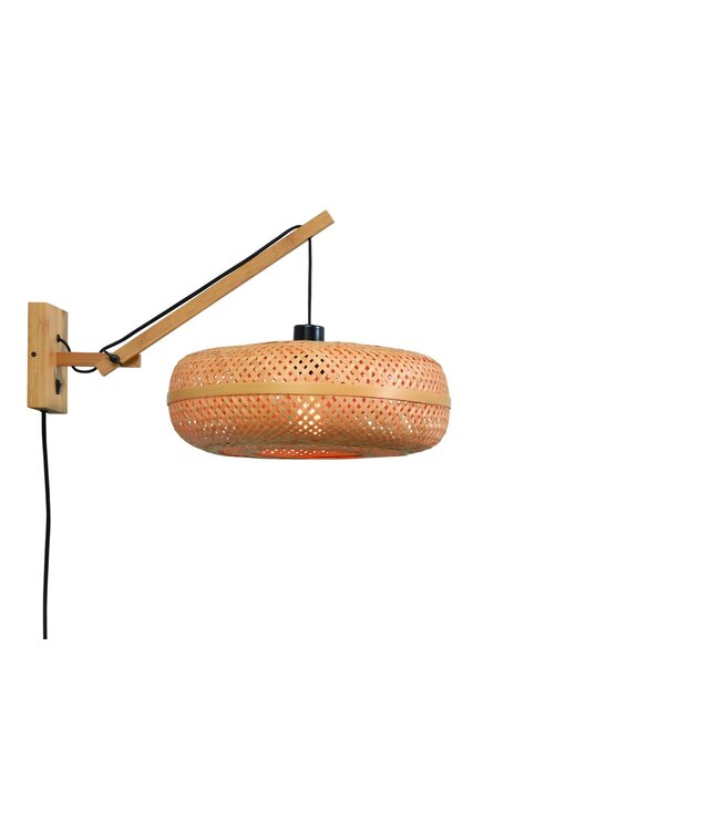 Wandlamp Palawan bamboe naturel met arm Small