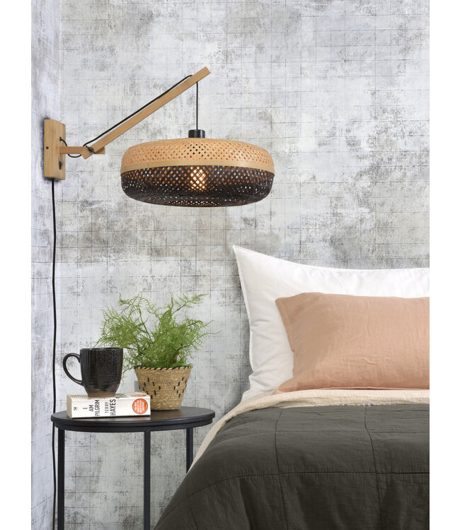 Wandlamp Palawan bamboe naturel met korte arm