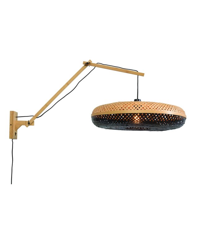 Wandlamp Palawan bamboe naturel met arm Large
