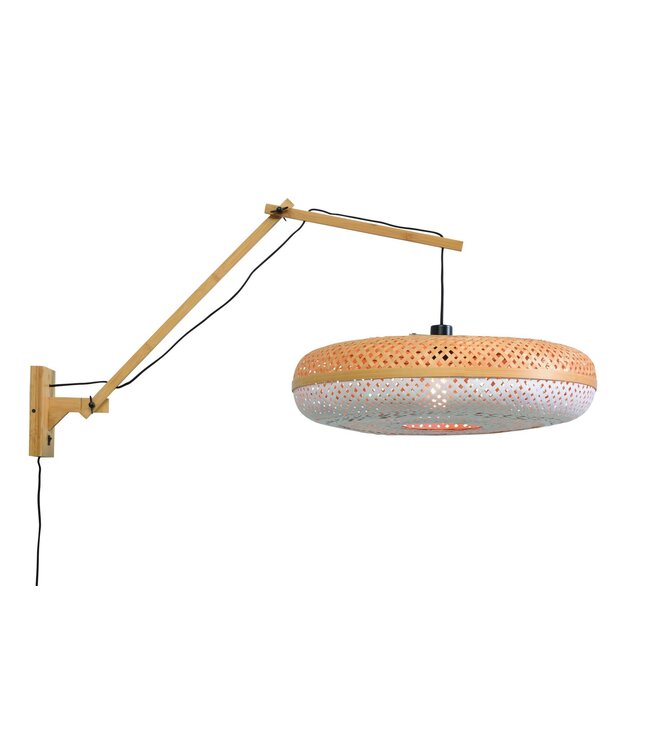 Wandlamp Palawan bamboe naturel met arm Large