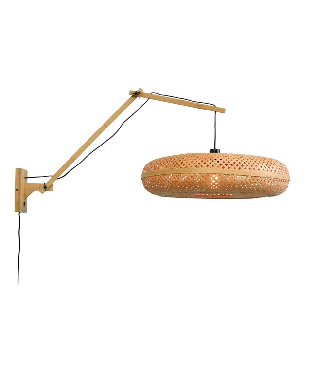 Wandlamp Palawan bamboe naturel met arm Large