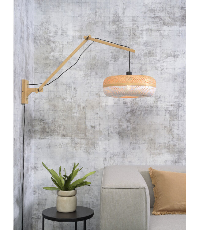 Wandlamp Palawan bamboe naturel met arm Large