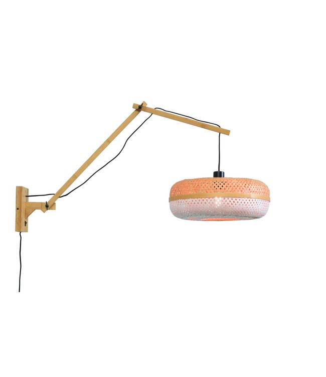 Wandlamp Palawan bamboe naturel met arm Large