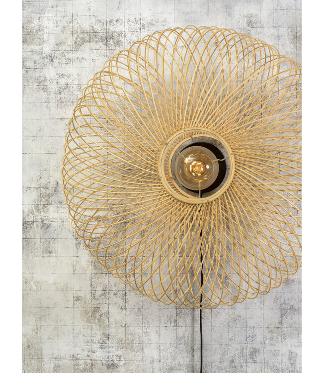 Wandlamp Cango bamboe rond in zwart of naturel maat L