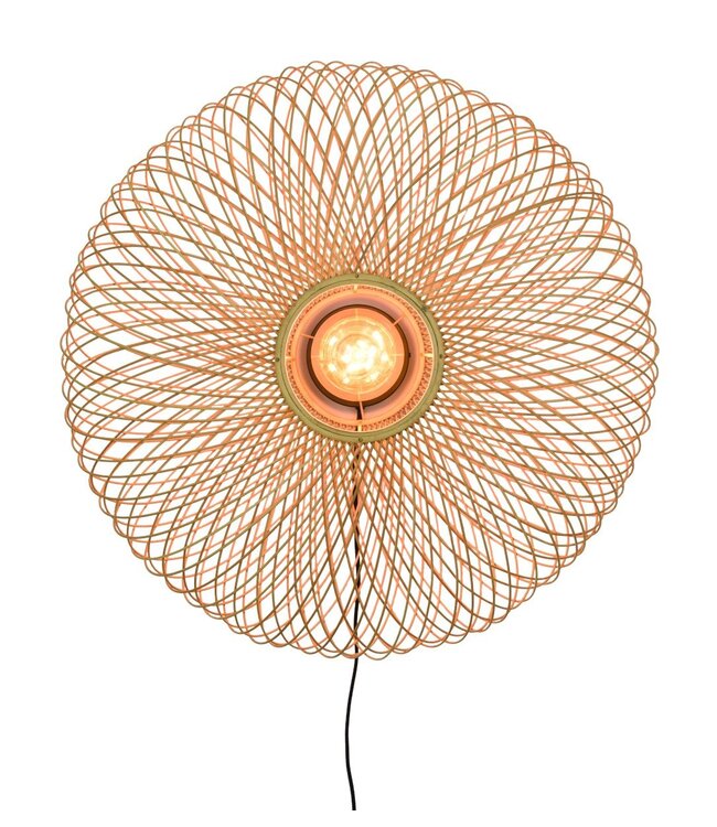 Wandlamp Cango bamboe rond in zwart of naturel maat L