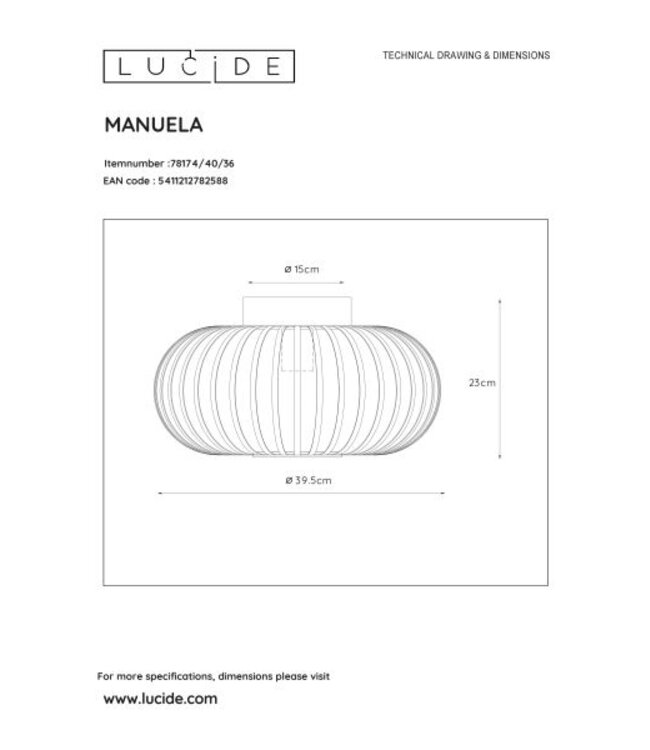 Lucide Plafonnière MANUELA zwart