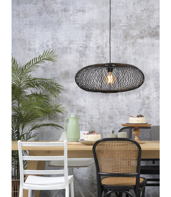 Hanglamp CANGO Elips in bamboe naturel of zwart
