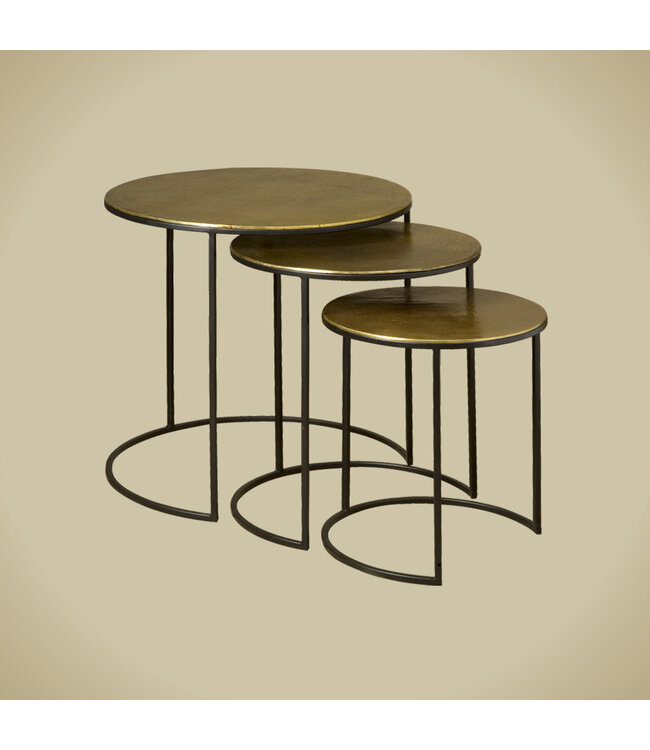 Renew Salontafel van metaal met aluminium blad, set van 3