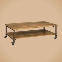 thumb-Renew Salontafel met wieltjes, mangohouten blad en metalen frame-2