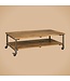 Renew Salontafel met wieltjes, mangohouten blad en metalen frame