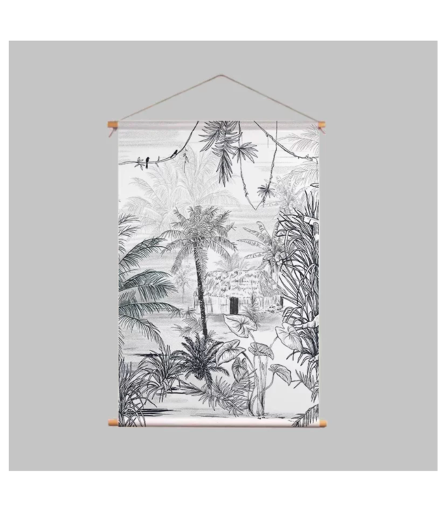 Annet Weelink textielposter RAIN FOREST zwart-wit