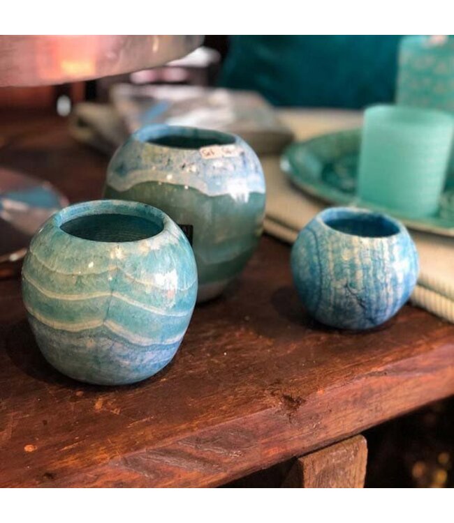 Luxy natuursteen kaarshouder set van 3