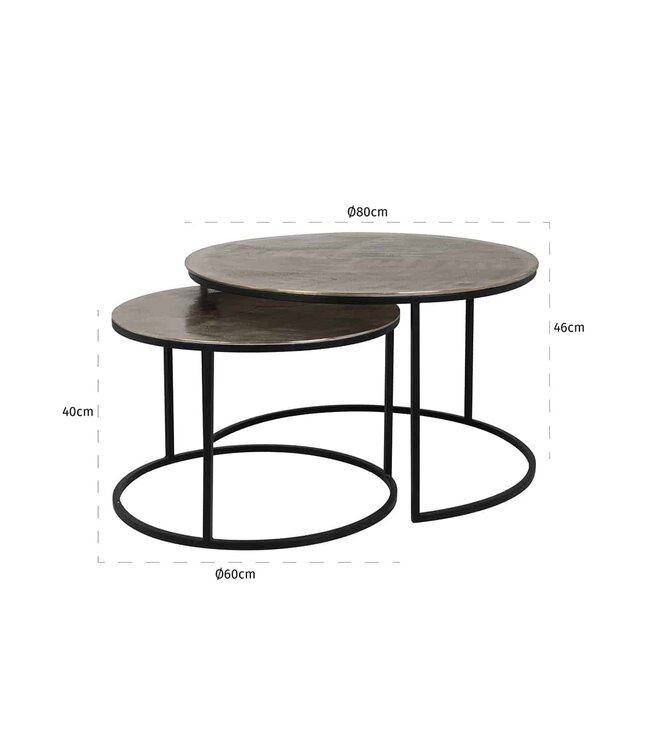 Richmond Interiors salontafel Asher set van 2 (Champagne gold)