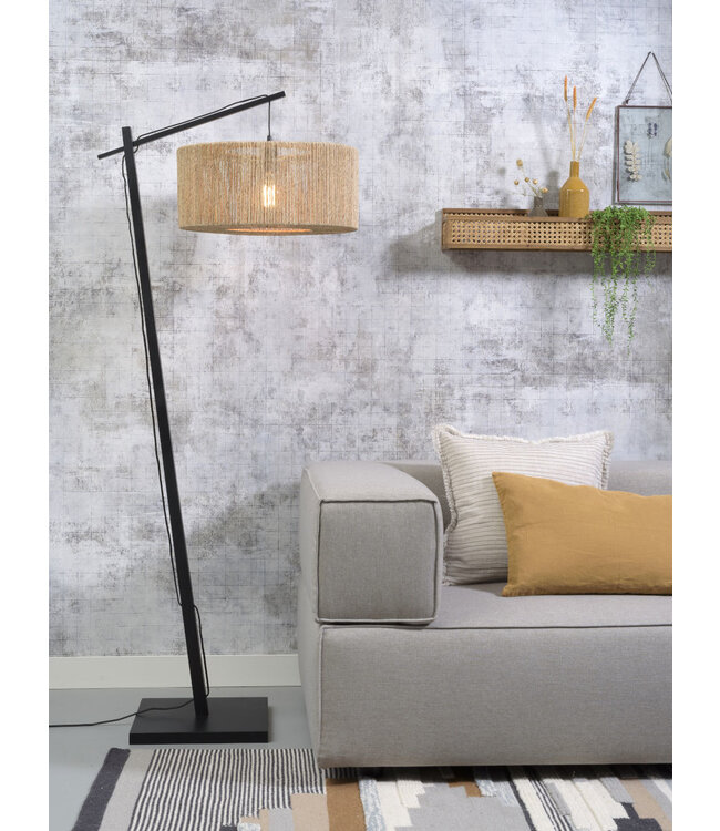 Good&Mojo vloerlamp IGUAZU rond Large in zwart en naturel