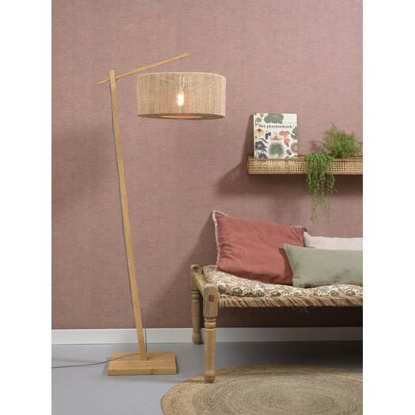 Good&Mojo Good&Mojo vloerlamp IGUAZU rond Large in zwart en naturel