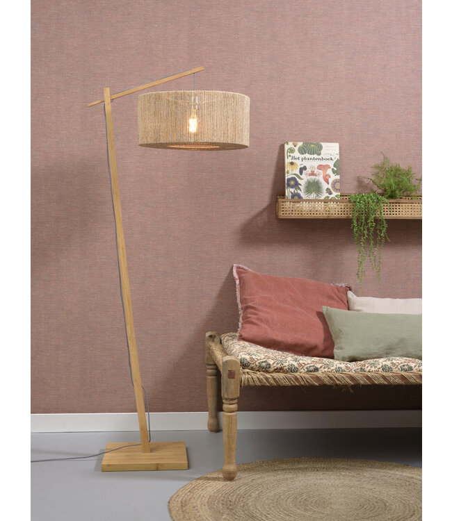 Good&Mojo vloerlamp IGUAZU rond Large in zwart en naturel