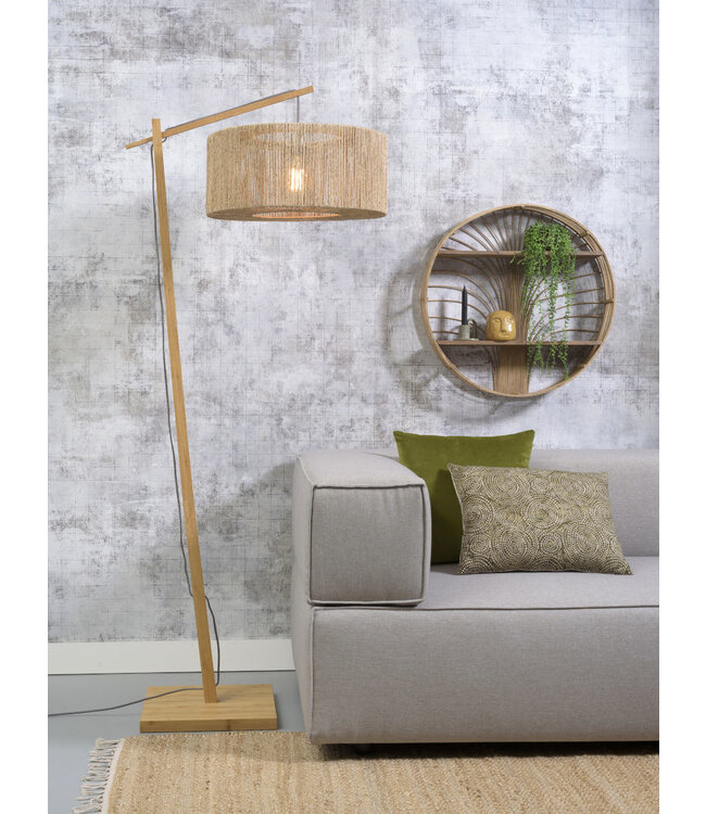 Good&Mojo vloerlamp IGUAZU rond Large in zwart en naturel