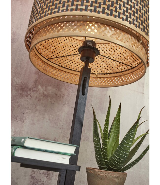 Vloerlamp Bhutan bamboe met plankjes
