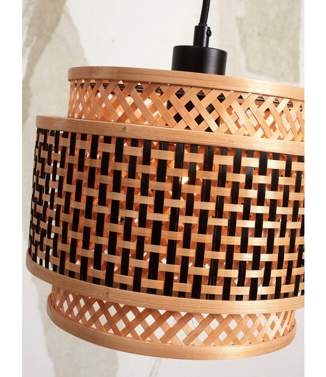 Vloerlamp Bhutan bamboe met korte arm, in 3 maten