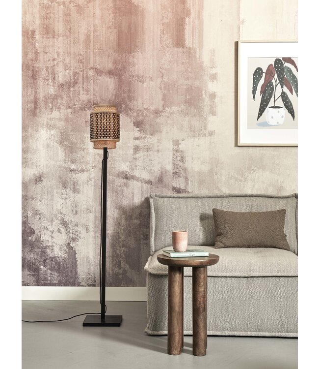 Vloerlamp Bhutan Small, recht model in bamboe zwart in 3 maten