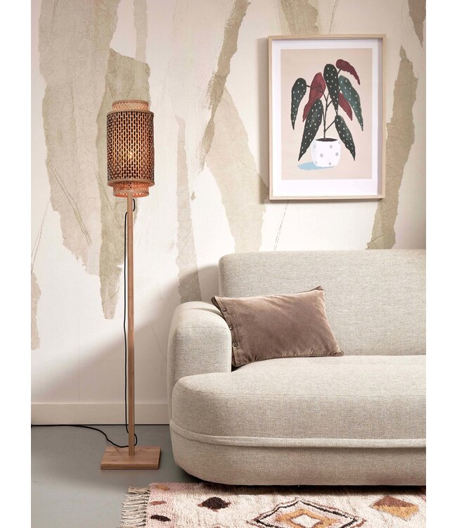 Vloerlamp Bhutan Small, recht model in bamboe naturel in 3 maten