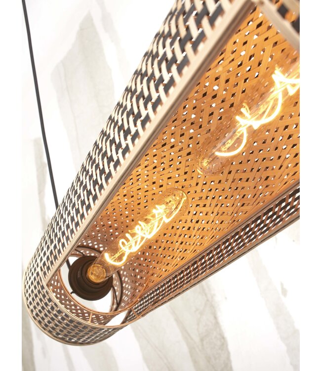 Good&Mojo hanglamp Bhutan bamboe cilinder zwart/naturel