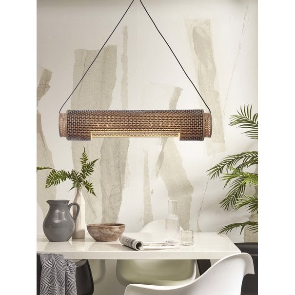 Good&Mojo Good&Mojo hanglamp Bhutan bamboe cilinder zwart/naturel